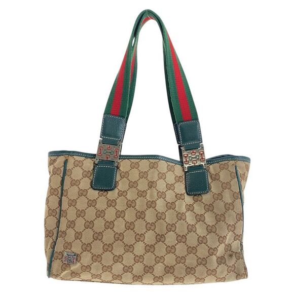 Gucci GG Canvas Leather Tote Bag - Picture 1 of 10